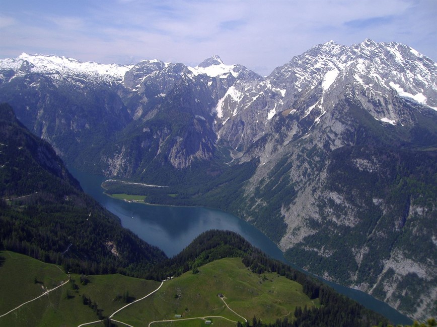 Jezero Königsee z Orlího hnízda,  Berchtesgaden